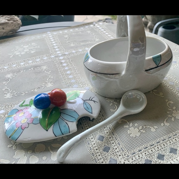 Vtg Handpainted Lid Jam Jar Made in Japan Lustre - Picture 2 of 8